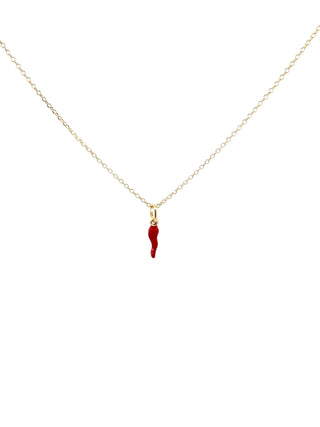 COLLANA MINI CORNO ROSSO GOLD